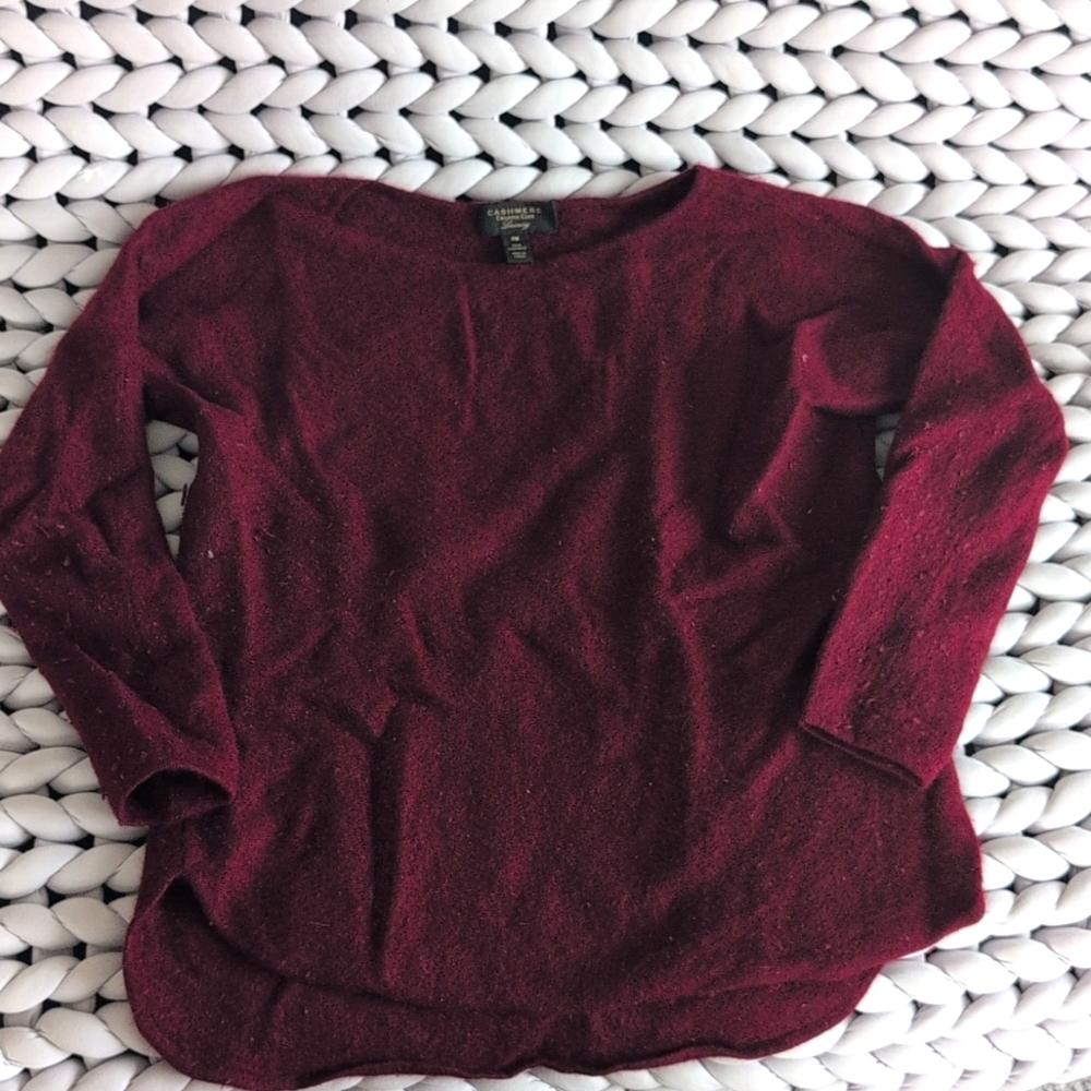 Charter Club Burgundy Cashmere Boat Sweater Womens Sz PM Boatneck Long Sleeve